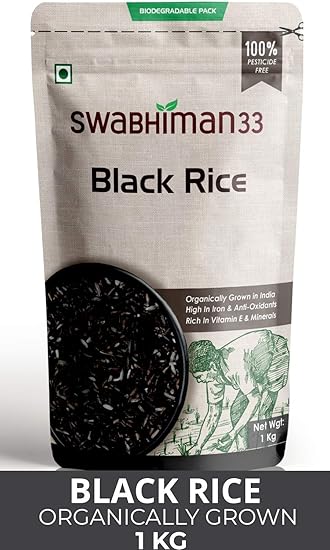 Swabhiman33 Black Rice 1kg Organically Grown Aromatic Forbidden Unpolished Kavuni Arisi