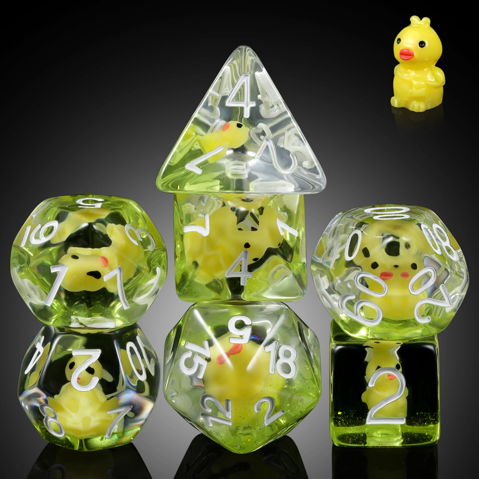 Chicken Dungeons and DragonsDice Set, DNDND 7PCS Resin DND Dice Set with Velvet Bag for D&D Role Playing Games and Tabletop Games（Chicken — image 1