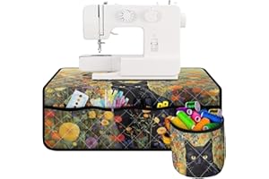 Eheartsgir Black Cat Floral Sewing Machine Carrying Pad for Table Foldable Anti-Stains Decorative Pad Organizer for Brother, Singer, Bernina and Most Machines Easy to Use