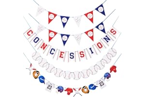 Homarkable Pre-strung Baseball Party Decorations With Concessions Banner, Sports Themed Birthday Supplies, Triangle Bunting Pennant Flag