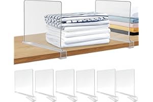 ARTCOCHAN Shelf Dividers for Closet Organization, 6 Pack Clear Acrylic Shelf Divider Purse Organizer Vertical Wire Shelf dividers Perfect for Clothes, Purses, Cabinets Shelve Separator