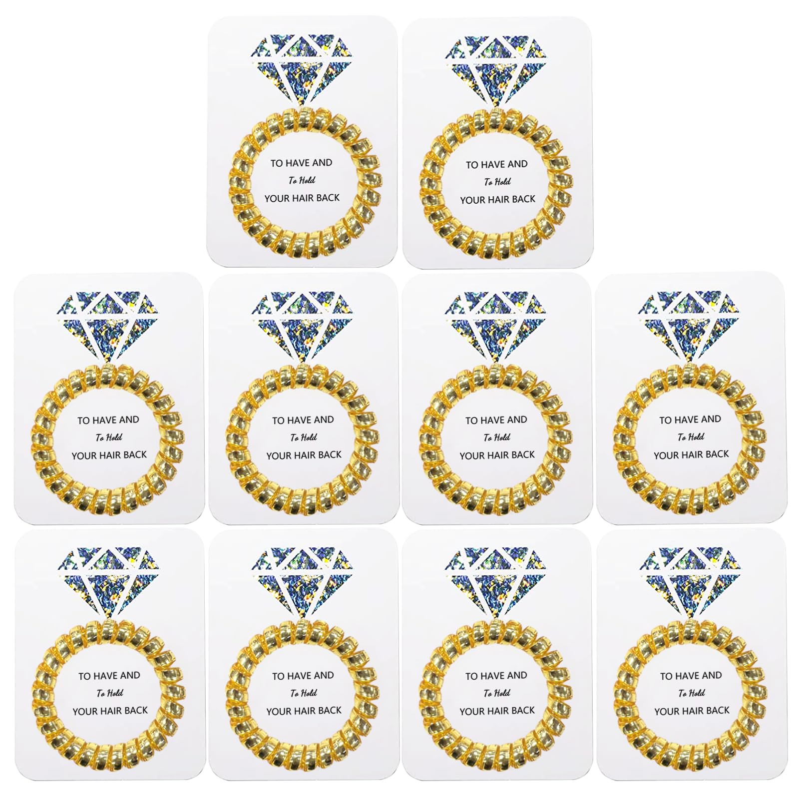 Penubuy Shiny Metallic Spiral Hair Ties with Laser Diamond Card, Spiral Hair Scrunchies for Bridesmaid Gifts, Bridal Shower, Wedding Favors Souvenirs (Set of 10-Gold) — image 1