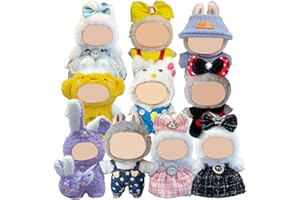 ARSFIT 10 Pack Compatible for Labubu Clothes,17cm Doll Clothes Cute Outfits Stylish Accessories Designer Hat Dress Shirt Set Compatible for Labubu Birthday Party Decoration Gift (Adorable, 17cm)