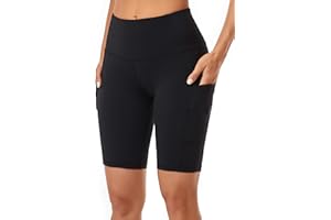 Oalka Women's Short Yoga Side Pockets High Waist Workout Running Shorts
