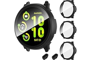 AIDOWU 3 Pack for Garmin Vivoactive 5 Cases with 9H Tempered Glass Screen Protector Cover Touch Sensitive,Scratch Resistant,Ultra-Thin Hard PC Case for Garmin Vivoactive 5