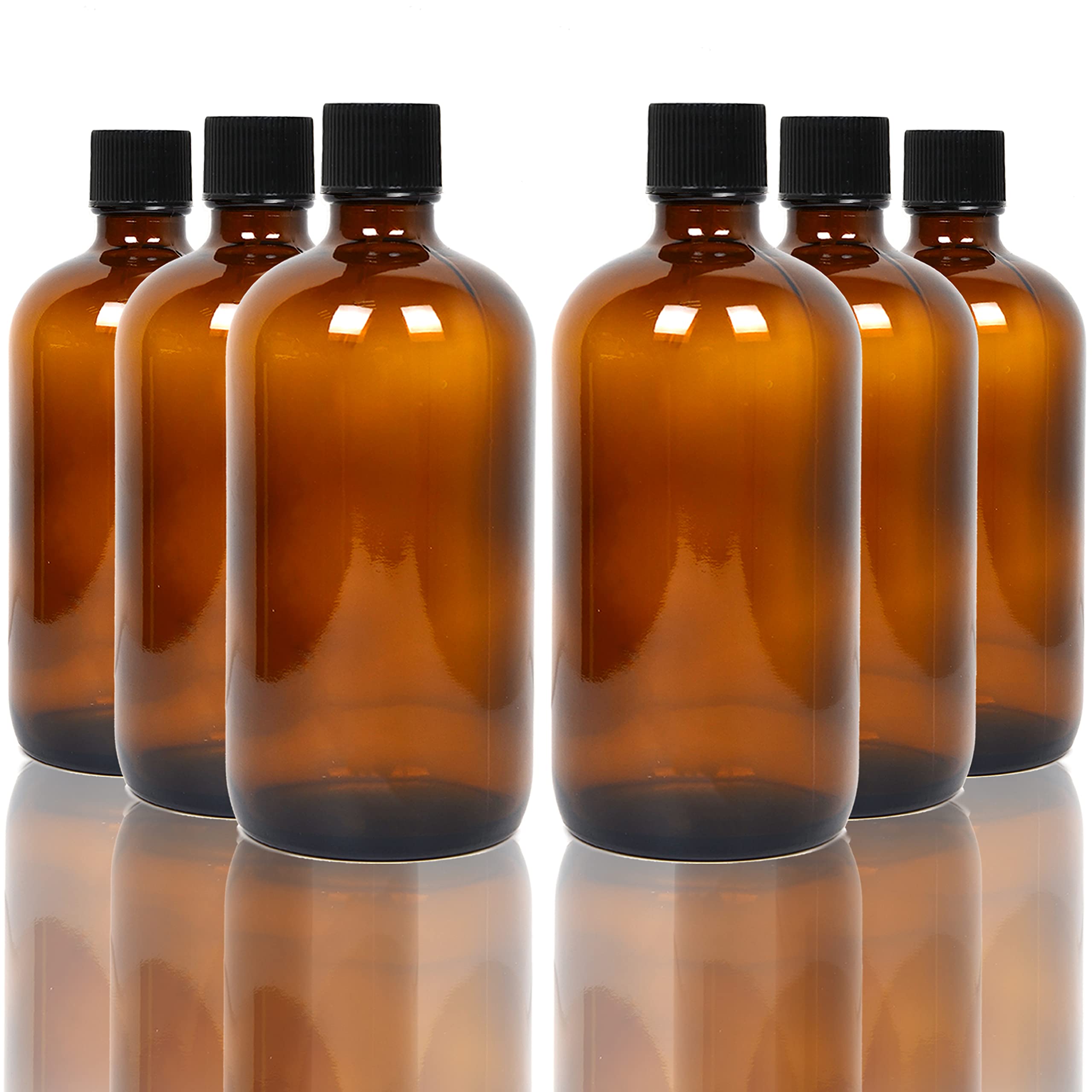 Youngever 6 Pack 250ML Amber Glass Bottles with Lids, UV Protection, Leak-Proof, Perfect for Essential Oils, Secondary Fermentation, Storing Kombucha, Kefir, Glass Beer Growler