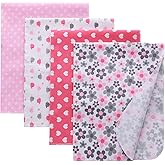 Gina Era Flannel Receiving Blankets, Baby Swaddle Blankets 100% Cotton 4 Pcs One Size 30 X 30 Inch for Baby Boy or Baby Girl (Style11)