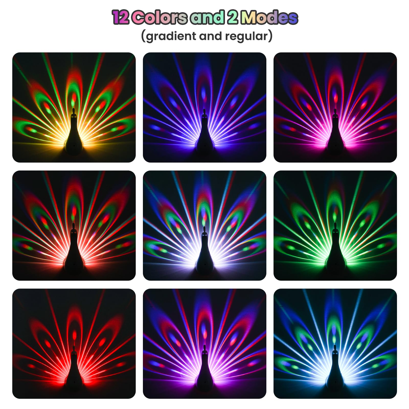 Peacock Wall Lamp,7 Colors Atmosphere Peacock Night Lights,Dimmable Touch Lamp for Bedroom,with Remote Control,Timing Function,Suitable for Living Room, Office,Corridor Decorate (Pink)