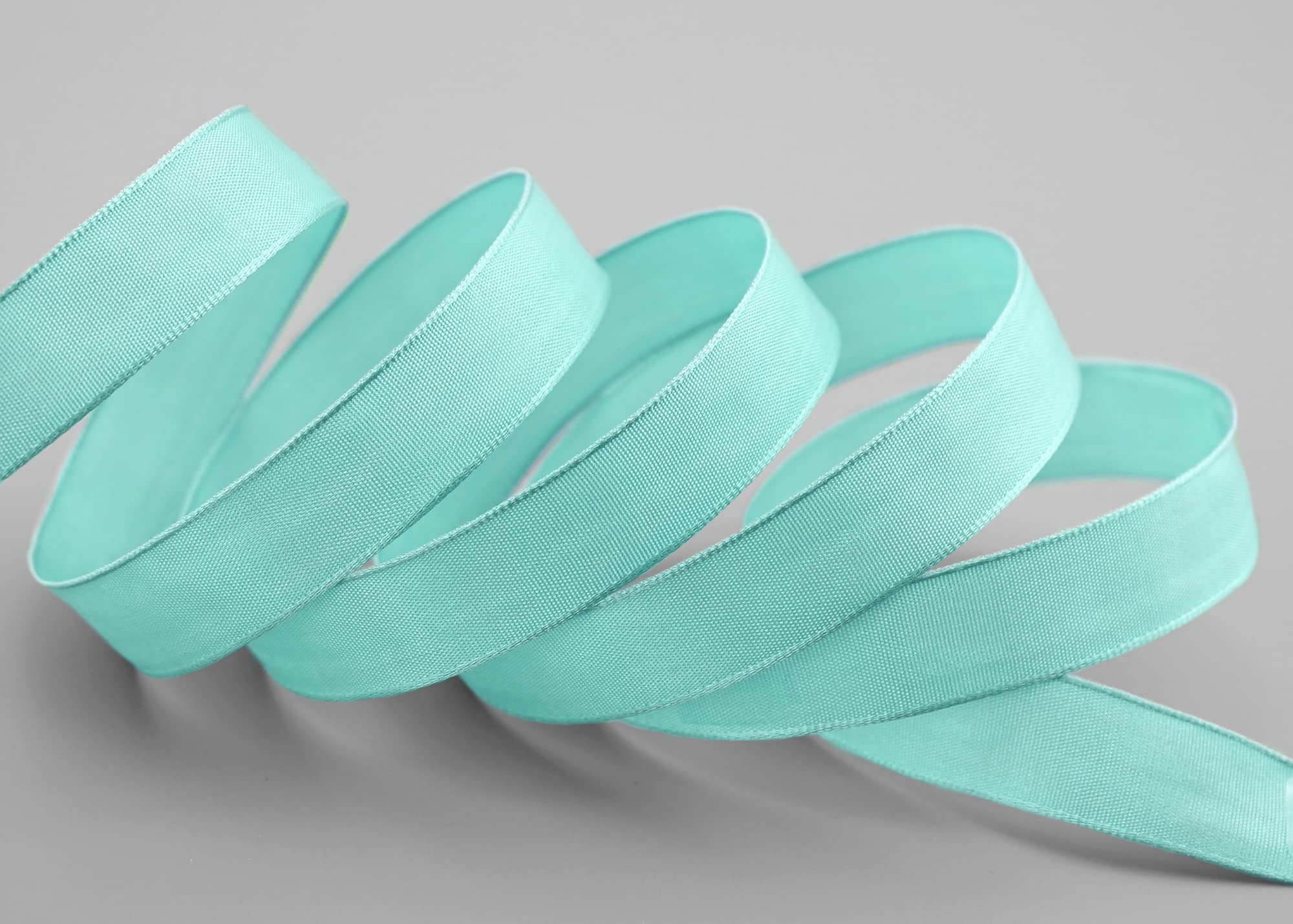 finemark 20 m x 15 mm Wired Silk Ribbon Lina 036 Mint Green Fabric Decorative Wire Edges Gift Table Decoration Wedding Easter Visco Card Design