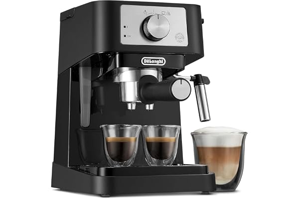 De'Longhi Stilosa Manual Espresso Machine, Compact Coffee Maker, 15 Bar Pump Pressure, Manual Milk Frother Steam Wand for Aut