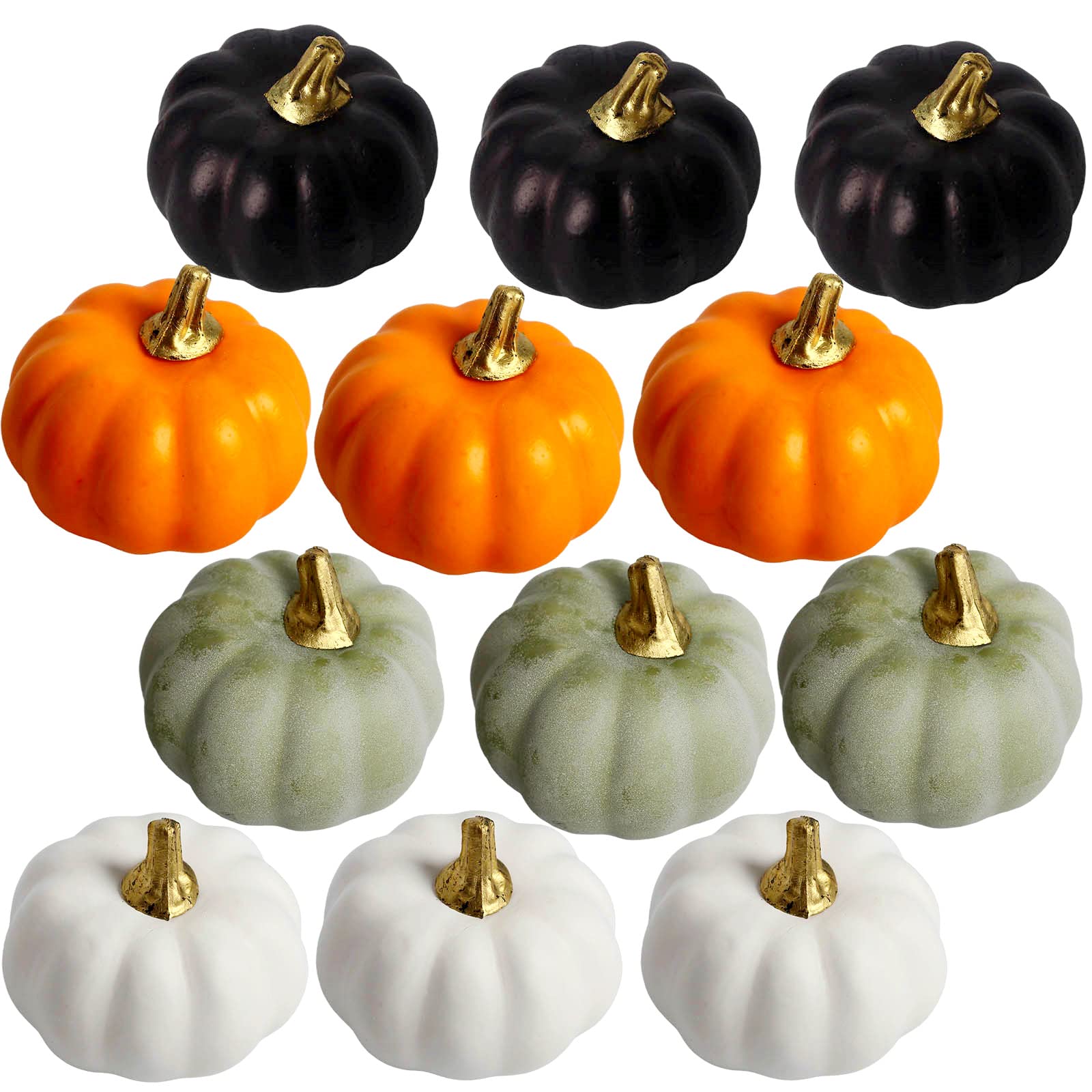 12Pcs Color Artificial Pumpkins Bulk Autumn Decoration Set,Thanksgiving Pumpkin Decorations,Decorative Pumpkin Faux Harvest Fake Mini Foam Pumpkins for Crafts,Fall,Wedding,Home Halloween Party Decor