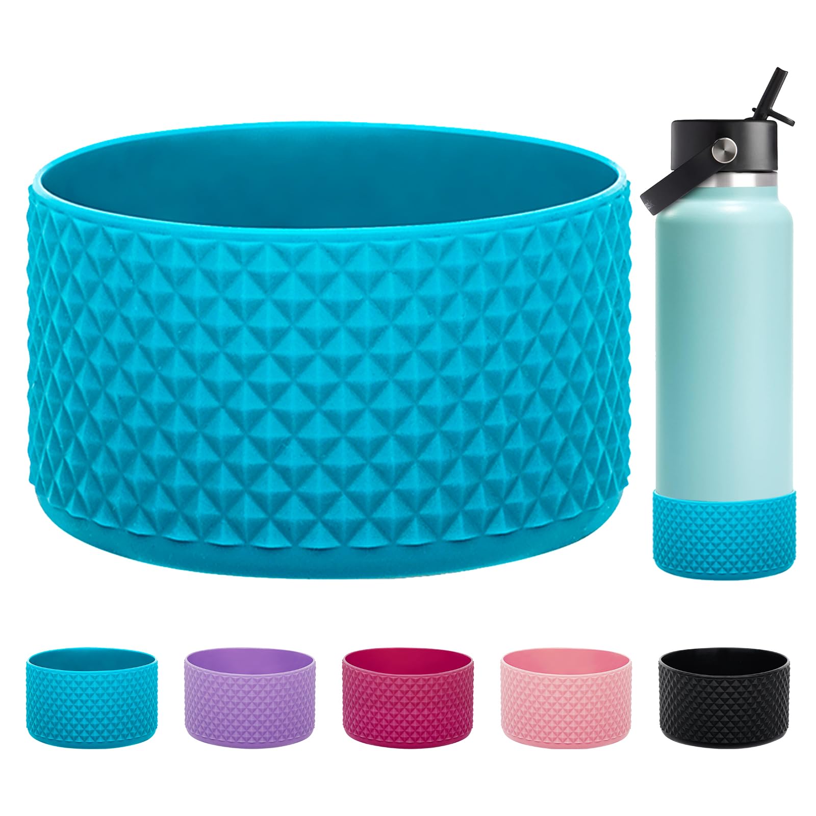 WK IEASON Protective Silicone Base Boot for Hydro Flask 32OZ 40OZ Wide Mouth, Anti-Slip Silicone Sleeve Cover Bumper for Owala Freesip/Flip/Twist 40OZ Flask Water Bottle-3.56inch Bottom Diameter โ image 1