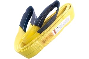 YELLOW LIFTING 4" x 4' Polyester Lifting Sling Tow Strap Flat Eye & Eye 2PLY Vertical 11500 LBS Basket 23000 LBS Choker 9200 LBS