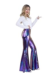 Womens Sequin Flare Pant Sparkly High Waisted Leg