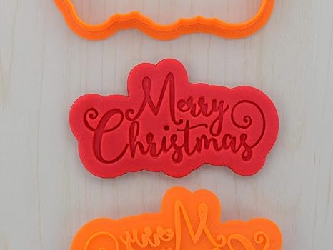 Amazon Com Merry Christmas Cookie Cutter And Stamp Set 103 2 3 X 1 3 Inches Kitchen Dining