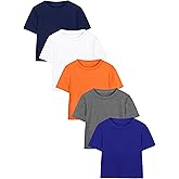 Poroka 5 Pack Boy Shirts Toddler Short Sleeve Cotton T-Shirt Cloth Summer Crew Neck Tops for Kids