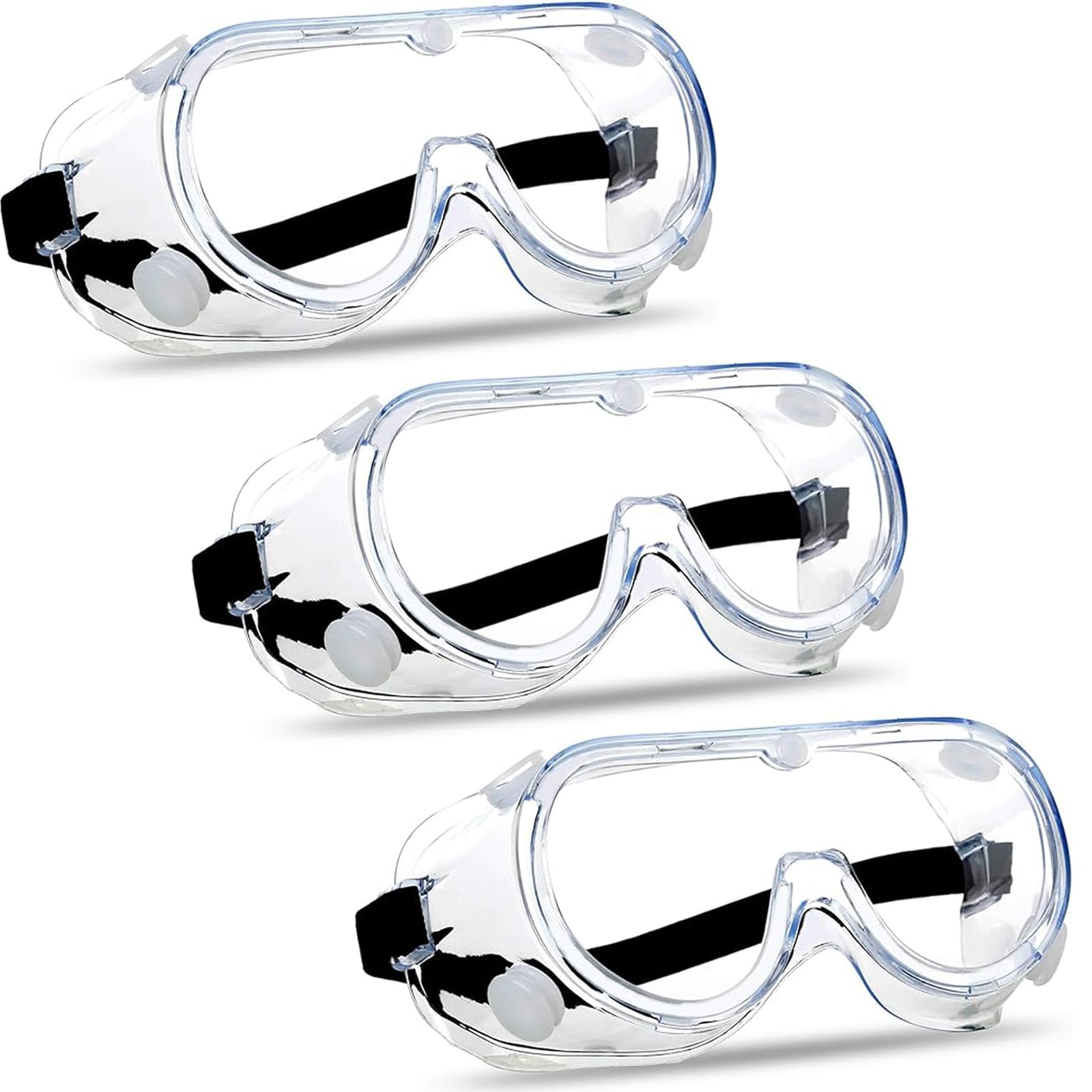 PSFXBM 3Pcs Safety Glasses Eye Protection Goggles Anti Fog Anti Dust Splash Proof Industrial Protective Wraparound Eyewear Clear Security, Sealed Protective Work DIY Lab Grinding Garden Gardening