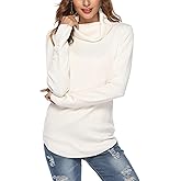 LYHNMW Women Cowl Neck Sweaters Turtleneck Long Sleeve Lightweight Knit Stretchable Loose Fit Sweater Pullover Warm Tops