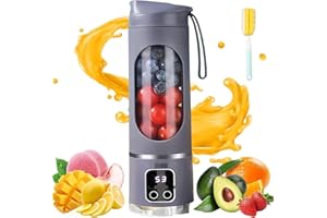 Digital Display Juicer, 3 Speed12-Blade Fresh Juice Bottle, Smart LED Display, USB Rechargeable Multi-mode Juicer Mixer, Easy