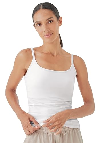 PACT Women's Organic Cotton Camisole Tank Top with Built-in Shelf Bra,  White, Large in Oman Whizz Tanks Camis