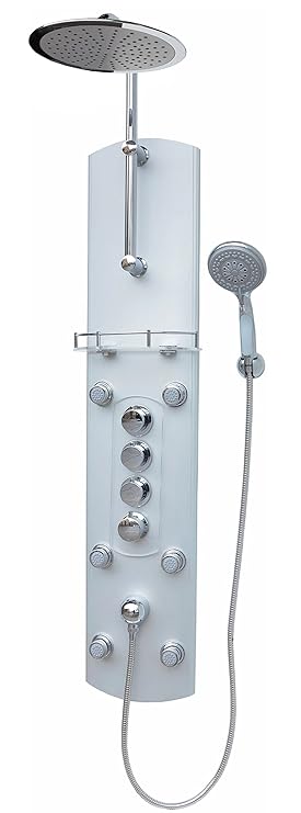 Thermostat Duschpaneel Brausepaneel Duschsäule Duschsystem große Regendusche runde Regenwald Dusche mit 6 Massagedüsen aus Al