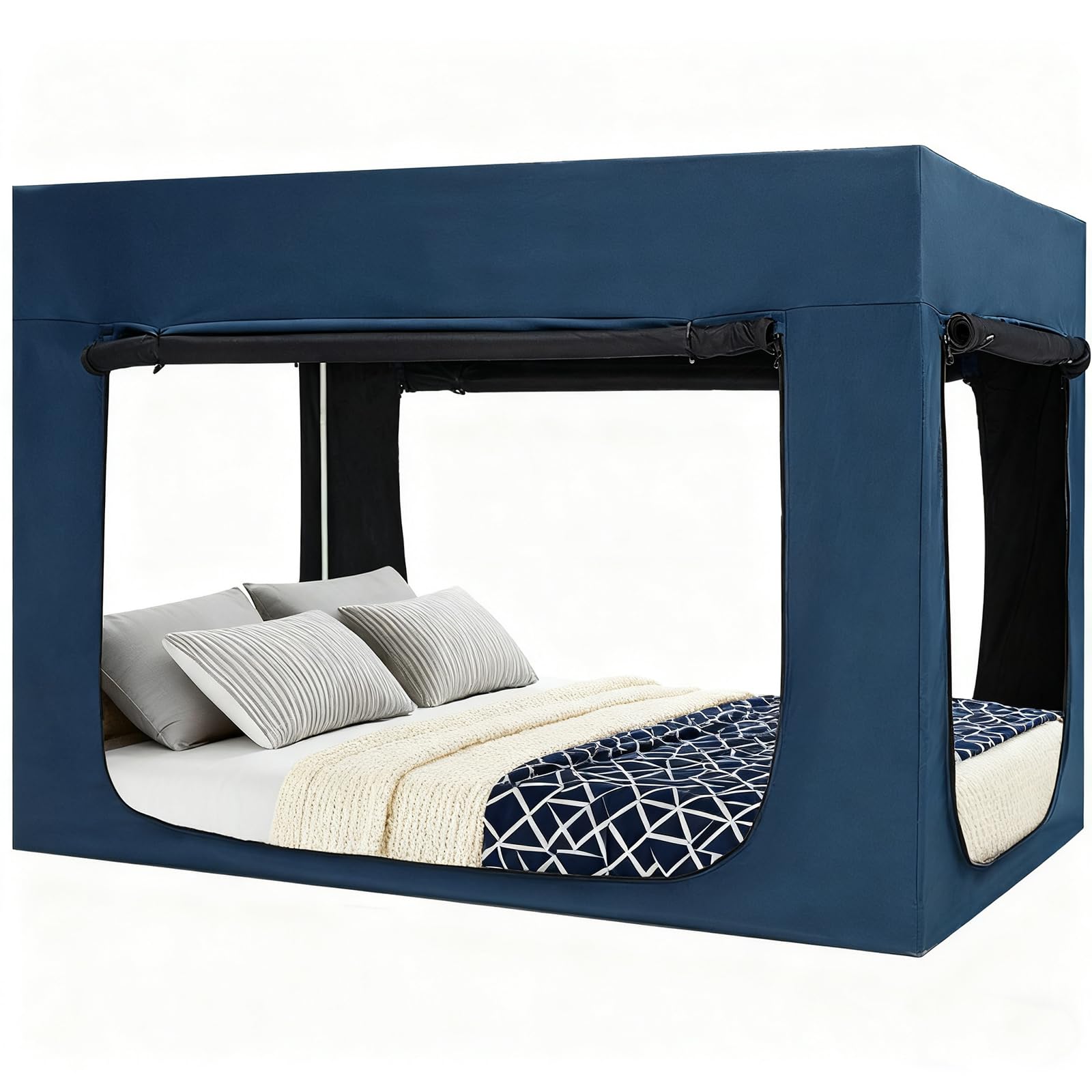 Photo 1 of Quinnsus Upgraded Bed Tent Bed Canopy King Size Tents for Adult and Kids - Portable Sleeping Bed Tents 90% Blackout with 4 Doors Breathable Private Space Tents(Mattress Not Included)