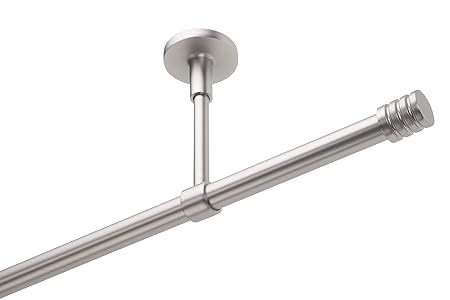 Gardinenstangen-Set, Ø 16mm, geeignet zur Deckenbefestigung oder Wandbefestigung, 1-läufig Metall MATT-CHROM, 240 cm