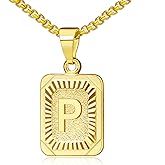 JSJOY Valentines Day Gifts Gold Initial Necklaces for Women Men Gold Letter Necklaces 26 Capital A-Z Letter Pendant Necklace for Women Square Monogram Necklace for Her Graduation Gifts 2026