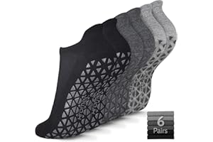 HROMEC Non Slip Yoga Socks with Grips for Pilates, Ballet, Barre, Barefoot, Hospital Anti Skid Socks for Women and Men
