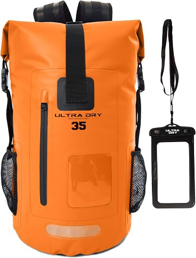 Ultra Dry Adventurer Premium 55L Waterproof Dry Bag Backpack Orange