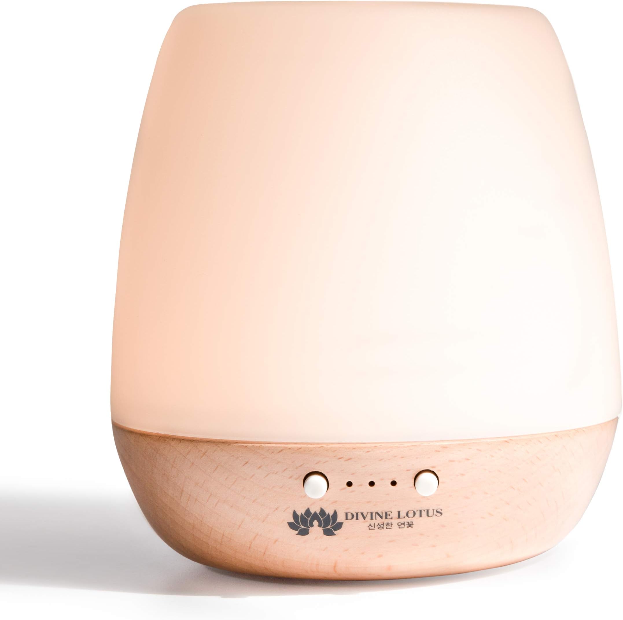 DIVINE LOTUS Essential Oil Diffuser, Ceramic & Beech wood Aromatherapy Humidifier - 180ml, 4 Mist & Timer Settings, 3 Light settings, Auto Off, Long Cord, For Home, Office, Commercial, Studying, Yoga