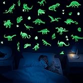 Glow in The Dark Dinosaur Wall Decals Stickers, Glowing Dinosaur Wall Stickers Self-Adhesive for Ceiling, Removable Wall Stickers for Boys Bedroom Kids Girls Baby Nursery Gift