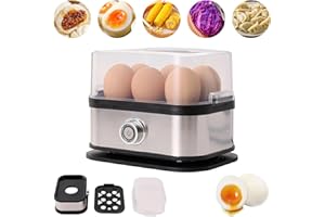 Smart Egg Cooker Electric with Auto Shut-Off, Automatic Stainless Steel Boiled Egg Poacher Steamer for Soft/Medium/Hard Boile