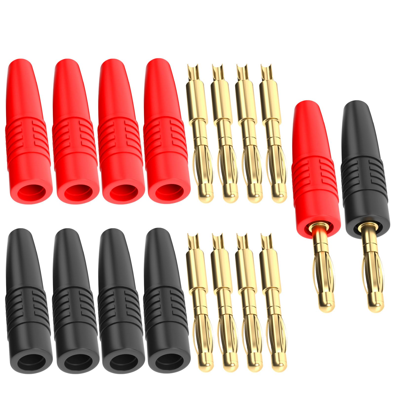 Cleqee 10PCS 4mm Banana Plug Male Connectors 32A Gold Plated Solder Type Adapter High Current for DIY Electrical Testing — image 1