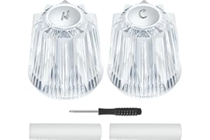 UCDETD 2 Piece Shower Knobs Replacement, Compatible with Price Pfister Windsor Tub and Shower Faucets, 12 Point Broach, Hot/Cold Shower Handles Replacement (Clear Acrylic) ﻿