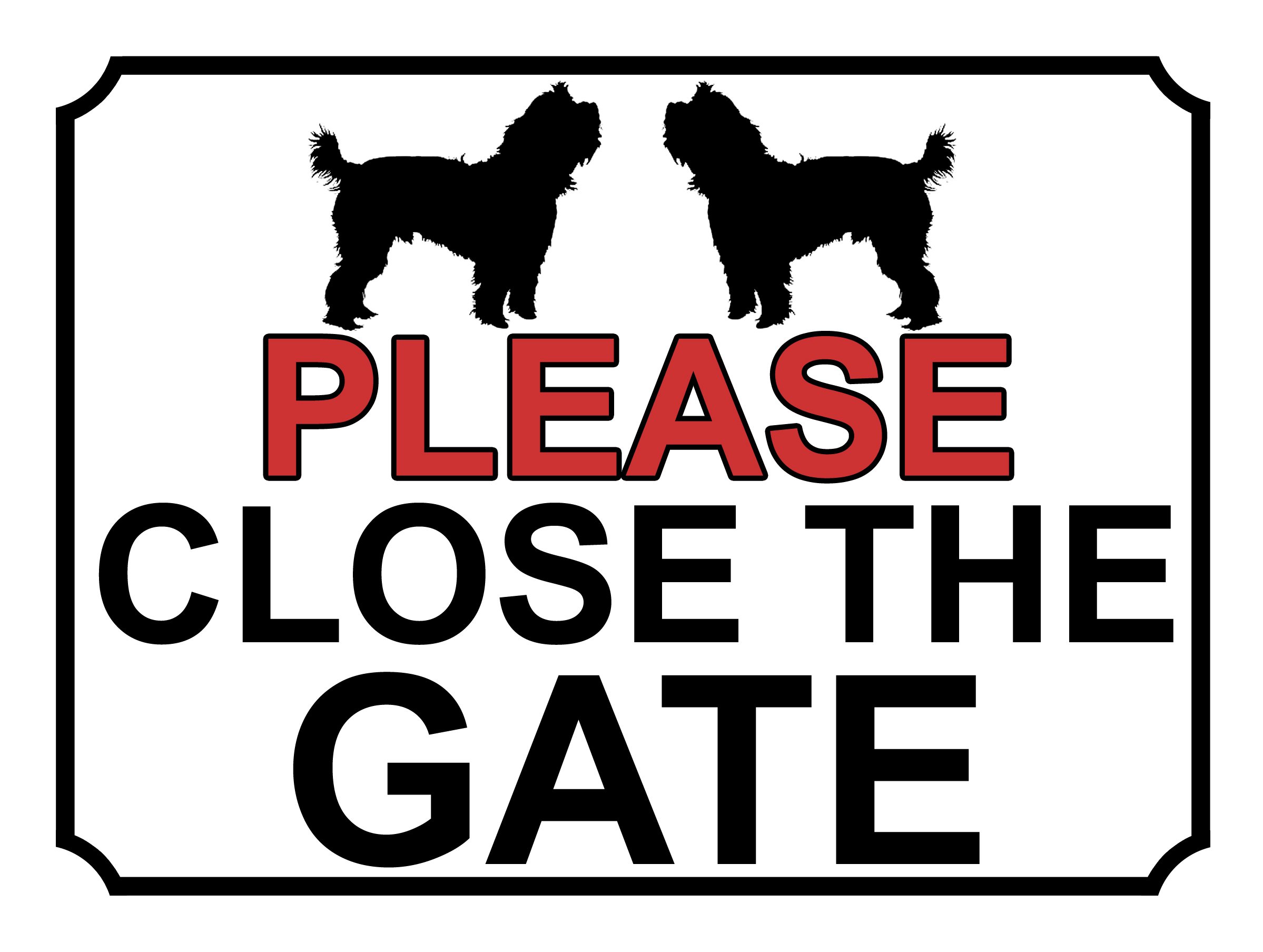 SHAWPRINT PLEASE CLOSE THE GATE DOG THEME METAL SIGN 200MM X 150MM (515H1)