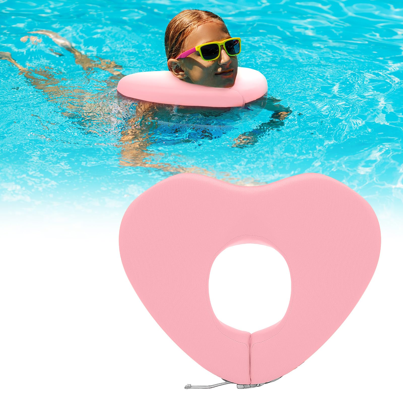 Photo 1 of Geelin Float Swim Collar for Head and Neck Support,Filled with Foam Plastic Particles (Not Inflatable),Floatation Devices for Adults,Fits Most Adult Neck Sizes for Learn to Swim or Therapy (Pink,XL)