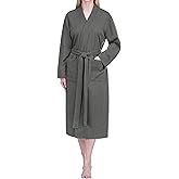 PAVILIA Women Waffle Knit Kimono Robe, Soft Cozy Breathable Lightweight Long Bathrobe with Side Pockets for Shower Spa House