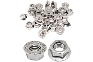YuGtcen 30 PCS M10 x 1.5mm Flange Nut Thread Hardware Nuts,304 Stainless Steel Serrated Flange Metric Hex Flange Nuts Bright Finish