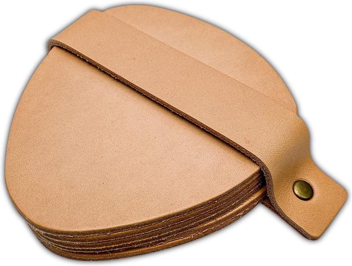 Brute Strength - Full grain leather coasters - Natural - Semi-round - 14 pcs - Ovale coaster for glass - Coasters for drinks - includes holder