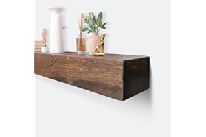 GENERIC Fireplace Mantel, Rustic, Shelf, Floating Mantle, Real Wood, Beam, URBANDI (Dark Brown, 60Lx6Hx8D)