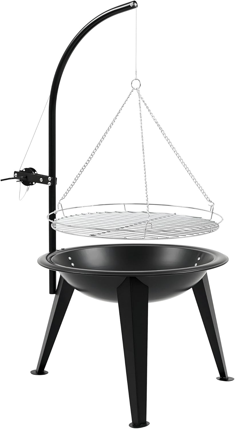 BBQ-Toro Schwenkgrill | Ø 55 cm | Holzkohle Grill mit Grillrost | Grillgalgen mit Kurbel | schwarz | Standgrill