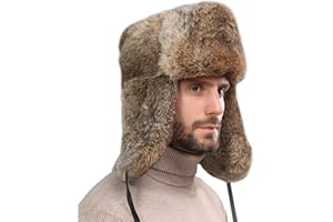 VANNAWONG Men Faux Fur Trapper Hat Windproof Russian Headgear Cossack Ushanka Tropper Alaskan Earmuffs