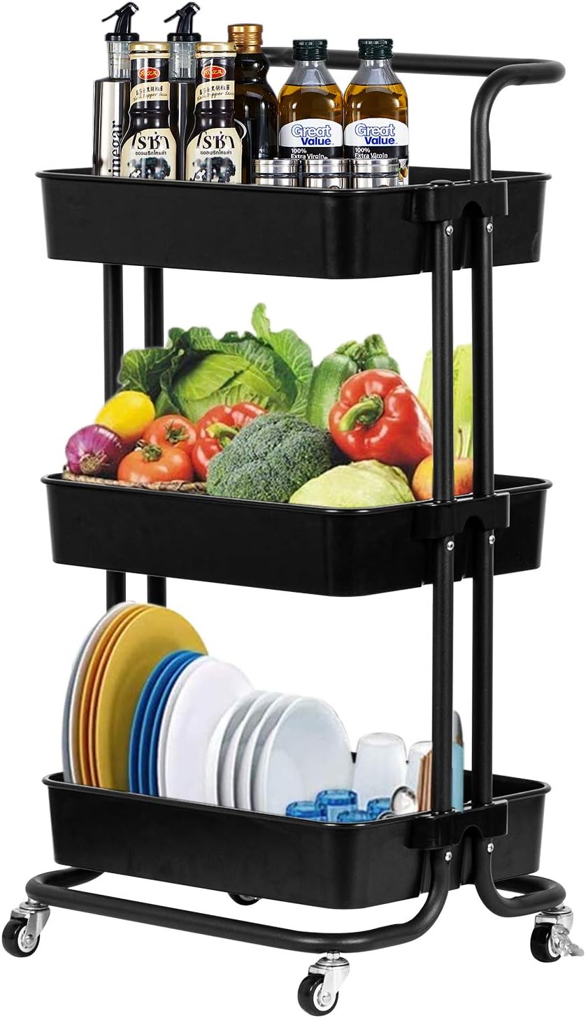 IDEALHOUSE Aufbewahrungswagen, 3-stöckig, Mehrzweckwagen mit Rollen