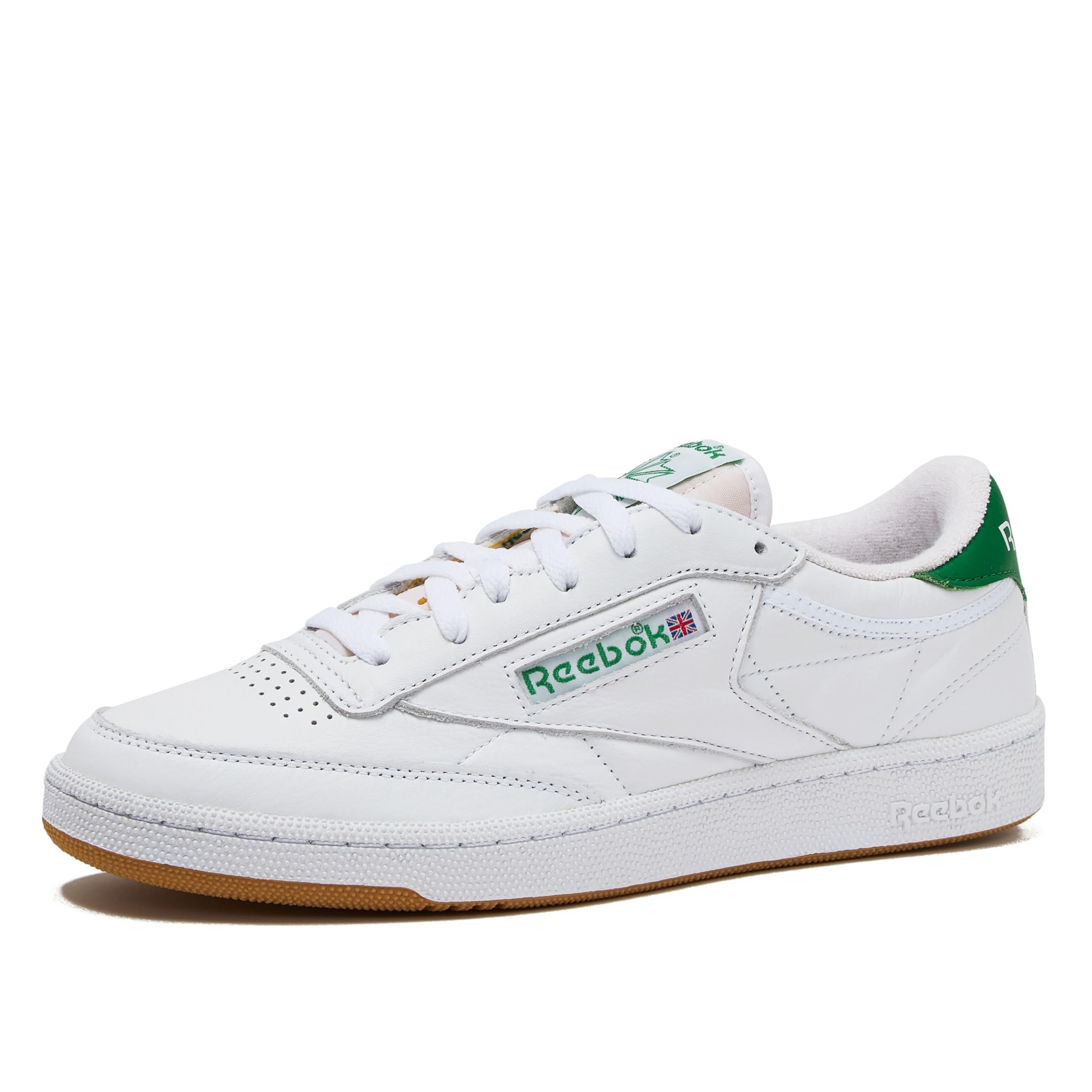 Reebok Club C Vintage Tennis Sneakers for Men, Casual White Mens Shoes, Size 7 to 15, Footwear White/Glen Green/Rubber Gum 1, 4.5 Image