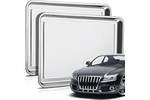 Datanly 2 Pcs Stainless Steel Oil Drip Pan for Under Car 27.56 x 19.69 Inch Automotive Oil Change Pan Silver Rust Resistant Motorcycle Drip Tray Replacement Tray for Garage Floor