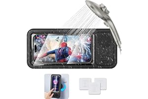 Suzii Wireless Bluetooth Shower Phone Holder Waterproof, Speaker, 360° Rotation, Retractable Adjustable Shower Case Holder fo