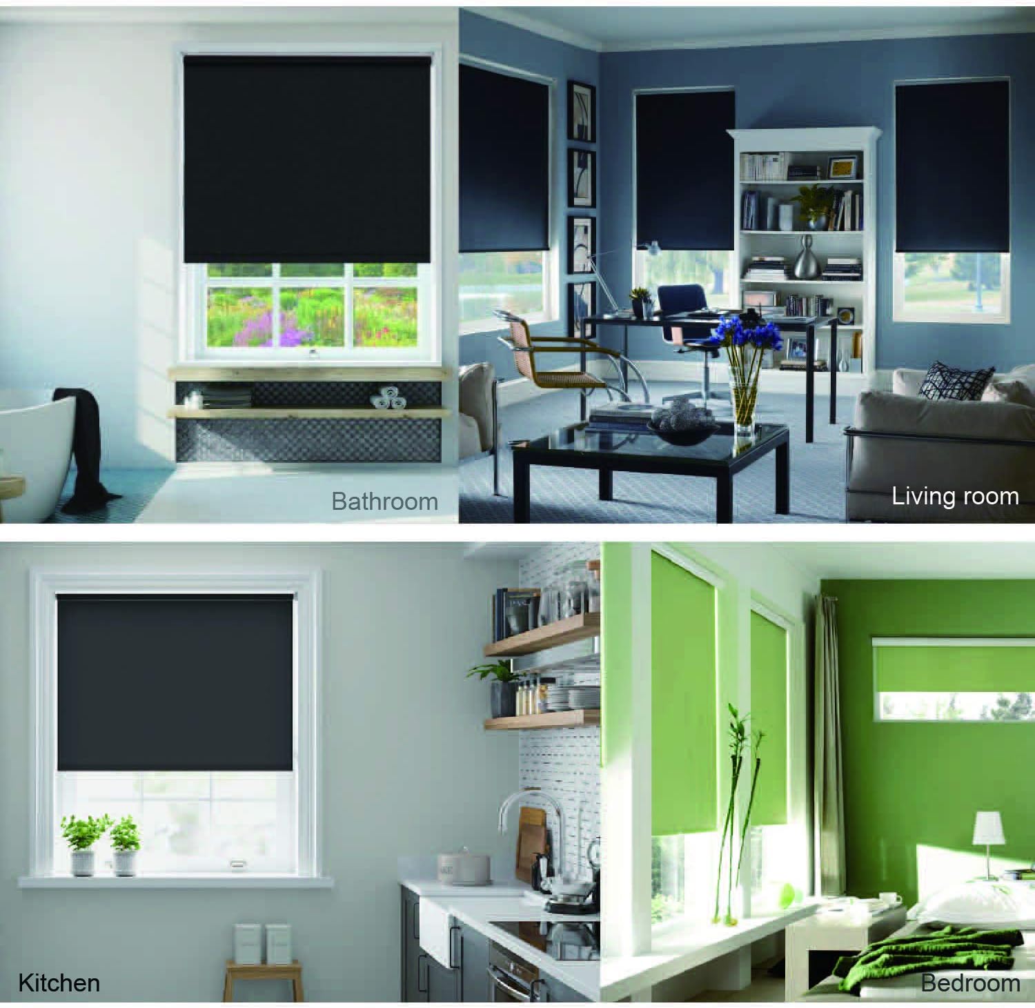 Roller Blinds for Windows, Waterproof Fabric Roller Blinds for Windows Blackout 95% UV Protection Roller Shades for Home: Kitchen & Dining