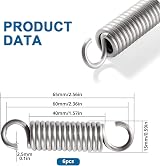 VooGenzek 6 Pcs 2.5*15*60 mm Stainless Steel Tension Spring with Hooks view 2