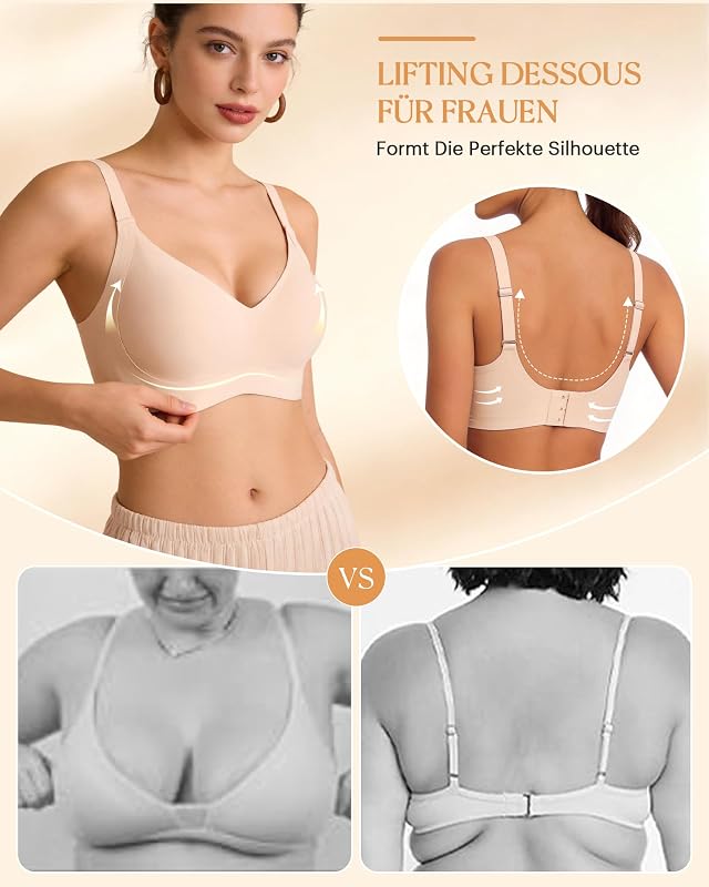 BH Damen ohne Bügel Nahtlos Gepolstert Seamless Jelly Bra Creamy L